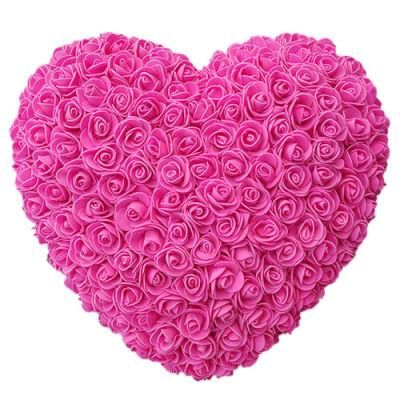 Custom Color Handmade Valentine Day Wedding Gift Artificial Rose Flower Heart Shaped Foam Rose Heart for Love