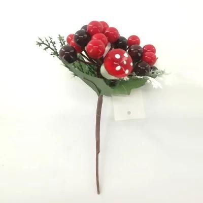 Wholesale Artificial Flower Sngle Silk Stem Christmas Picks for Xmas Ornaments