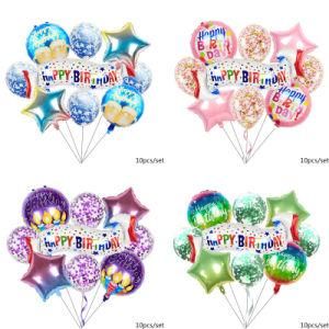 10PCS Color Happy Birthday Banner Balloon Latex Balloons Aluminum Film Balloons
