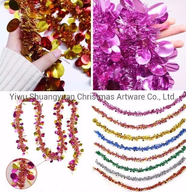 New Design Colorful Christmas Decoration Pet Tinsel Garland Party Decoration Garland