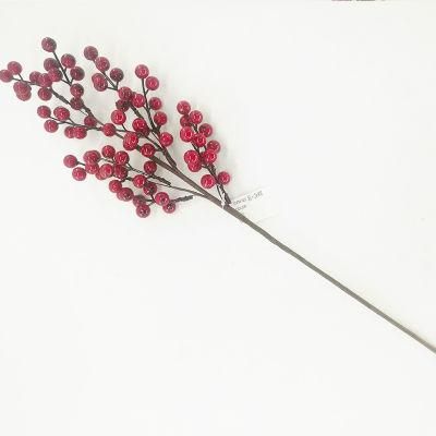 Artificial Cedar Pine Branches with Red Berries for Ornaments, Christmas Decoration