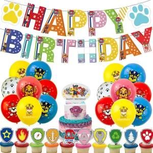 Birthday Party Decorations Paper Banner Cake Topper Latex Balloons