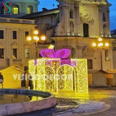 3D LED Gift Box Christmas Motif Outdoor Street Decoration Lights