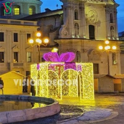 3D LED Gift Box Christmas Motif Outdoor Street Decoration Lights