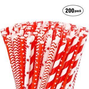 Umiss 200 Biodegradable Striped Paper Straws Rainbow for Juice Cocktail Coffee Wedding Bridalbaby Shower Holiday Party Supplies