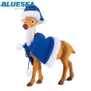 Elk in Blue Hat Christmas Reindeer Ornaments Decorate
