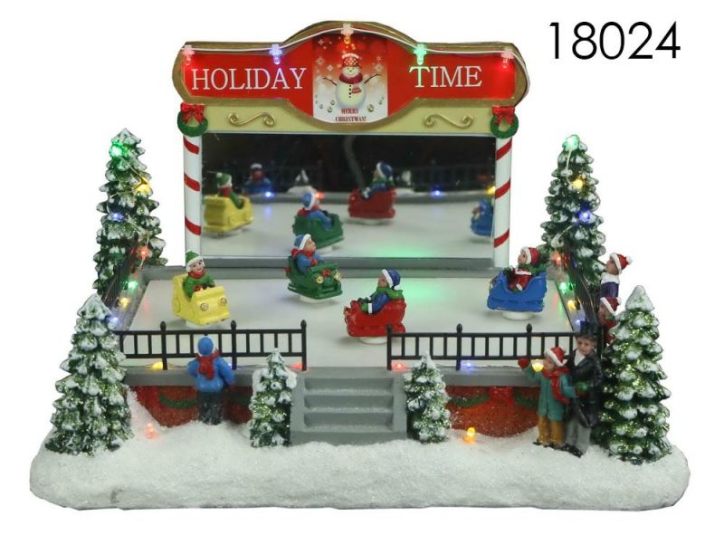 Lighthouse Christmas Village Christmas Village Figurines Christmas Ballet Theatre with LED Lights Rotation