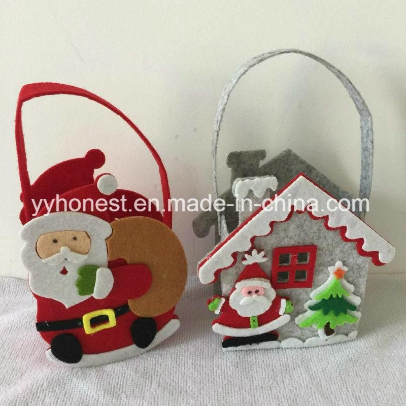 Christmas Decoration Fabric Felt Santa Candy Gift Bag for Kids