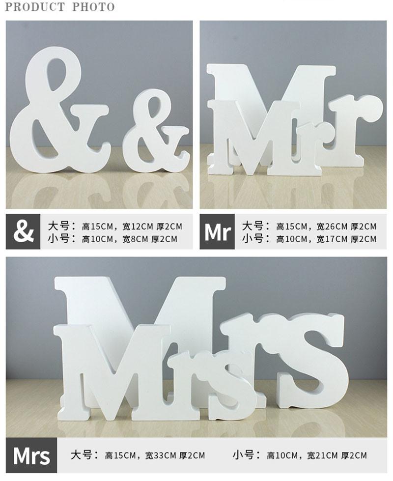 White Wood Sign Vintage Style Mr and Mrs Sign Mr & Mrs Wooden Letters Rustic Wedding Signs for Wedding Decoration