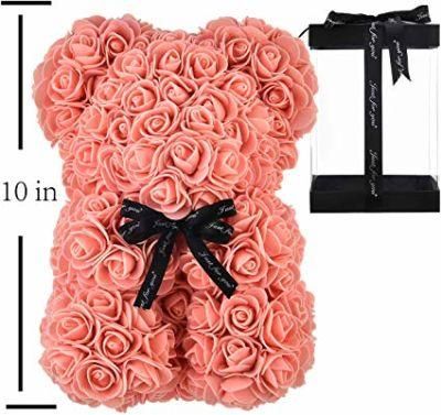 Valentines&prime;s High Quality Forever Eternal Flower Teddy Rose Bear 25 Cm with Gift Box