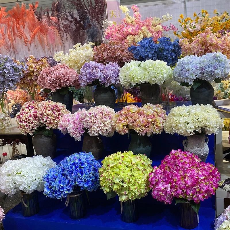 Factory Wholesale 5 Heads Hydrangea Wedding Artificial Hydrangea Flowers Bunches