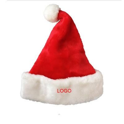 Low MOQ Customized Logo Thick Plush Adult Christmas Hats