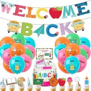 School Class Theme Cake Topper Balloon Banner Set Party Decorations