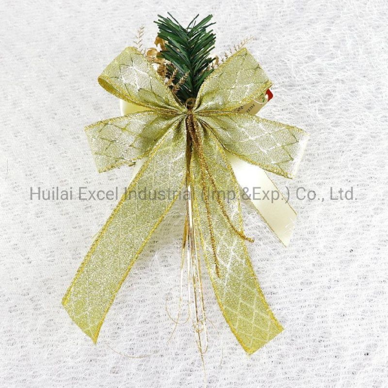 Golden Ribbon Bowknot Basket Window Decor Christmas Bow-Tie Large Bowknot