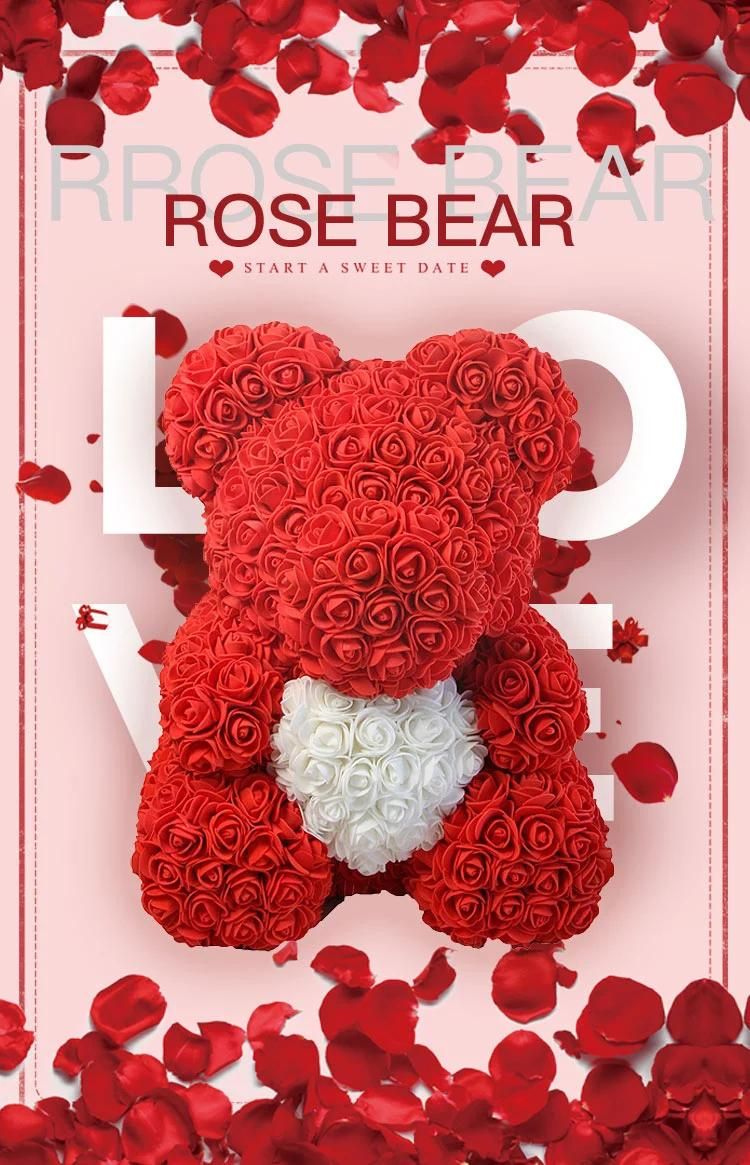 Foam Flower Rose Teddy Bear Flowers Gift Box 25cm