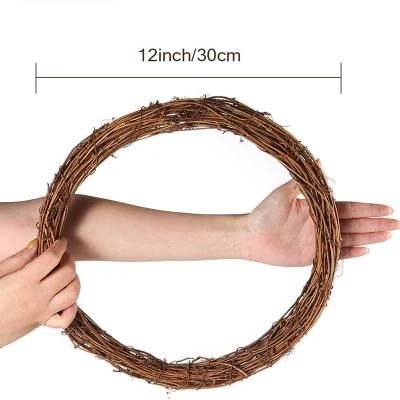 Manufacturer DIY Crafts Door Hanging Handmade Natural Wooden Rattan Grapevine Wreath Natural