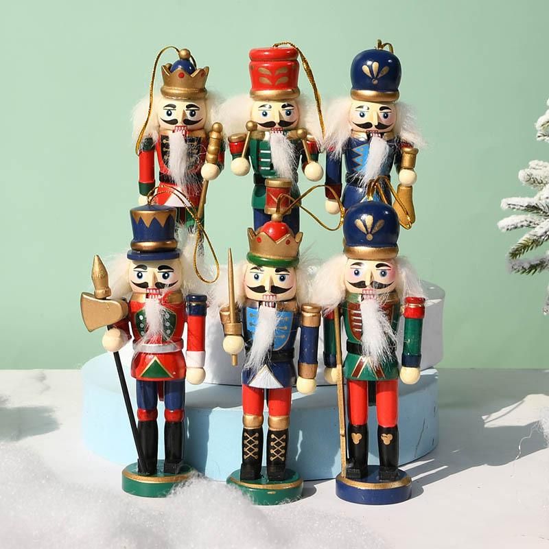 Nutcrackers Hanging Ornament Figures - Christmas Mini Wooden King and Soldier Nutcracker