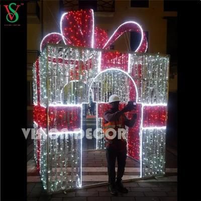 Giant Outdoor Present Motif Holiday Decorative 3D Gift Box Lights