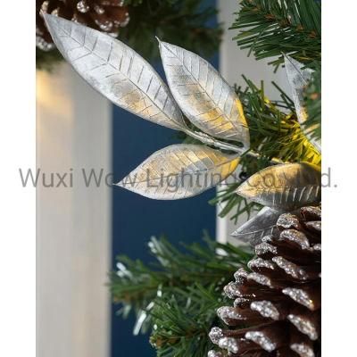 Decorated Christmas Garland with 40 Warm White LED Lights