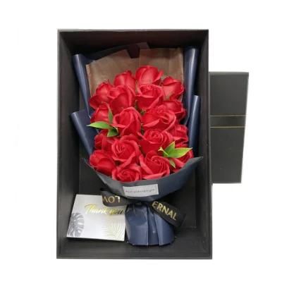 18PCS Soap Flower Gift Box Rose Carnation Artificial Soap Flower Bouquet for Valentine&prime;s Day Gift