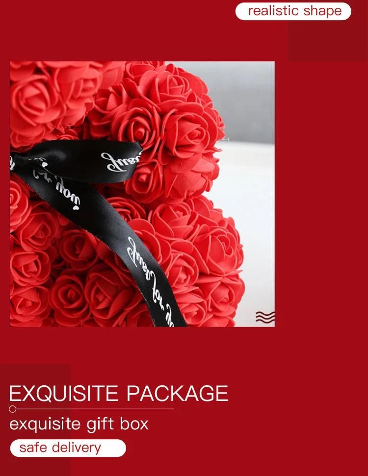 2021 Wholesale Valentine Gift High Quality PE Flower Hot Sale 25cm Rose Bear