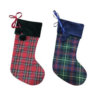 Decoration Printed Christmas Gifts Plaid Socks Christmas Tree Stocking Holder