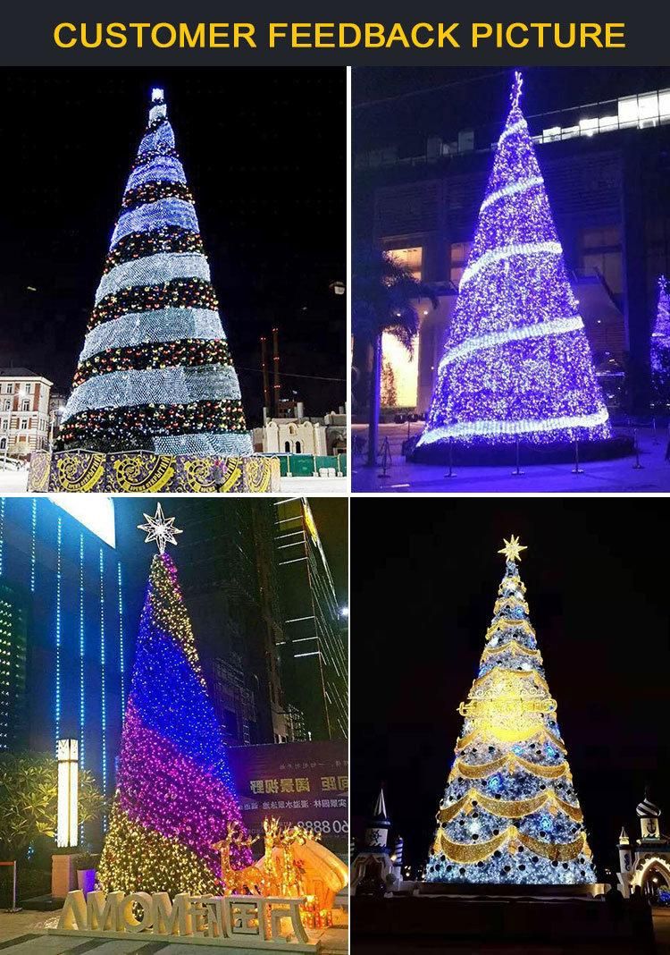 Commercial Flocked Metal Natural RGB Christmas Tree