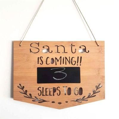 Santa Is Coming Eco Friendly Decoration Bamboo Wall Sign Christmas Ornament