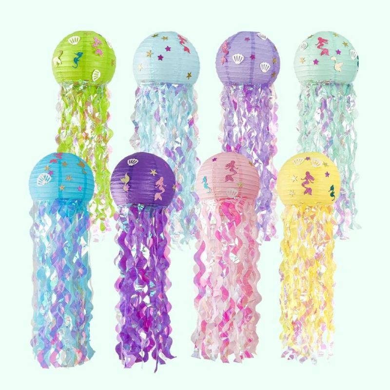 4 Color 12inch 30cm Paper Sea Jellyfish Pendant Supply Jellyfish Paper Lantern Jellyfish Decorative Aquarium Decorative Children′s Park Decorative Props