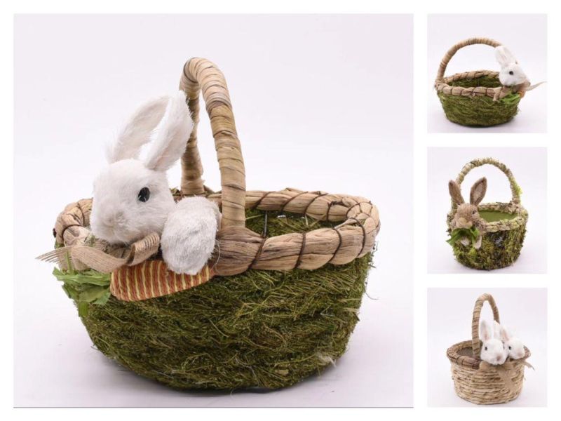 Factory Suppliers Customized Stander Home Decor Easter Bunny Basket Decoration