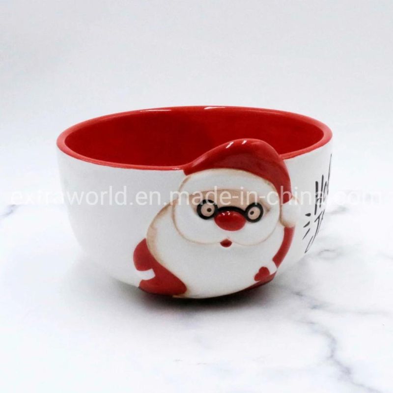 2021 Promotion Gift Hand-Painted Ceramic Bowl Christmas Dinnerware Craft