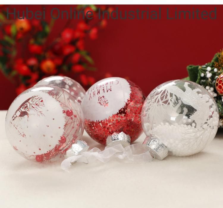8cm Transparent Plastic Acrylic Ball Christmas Ornament Christmas Ball Christmas Tree Pendant Market Decoration Pet Hollow Ball