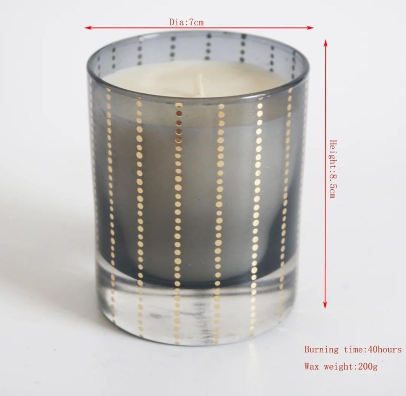 Thick Bottom Black+Gold Stripes Glass Candle for Gift 7oz