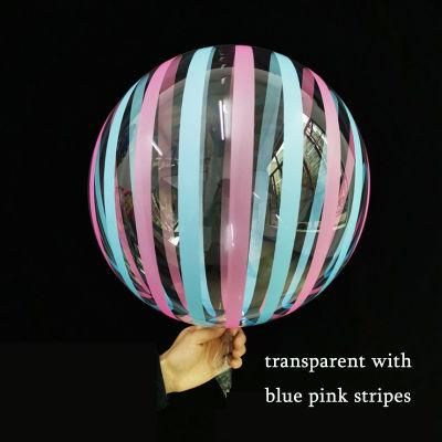 Transparten Buble Bobo Colorf Printed Stripes TPU Balloon