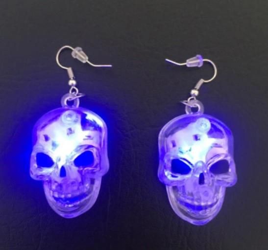 Halloween Ornaments LED Earrings Festival Gifts Wholesale China Punk Jewelry Halloween LED Flashing Earrings