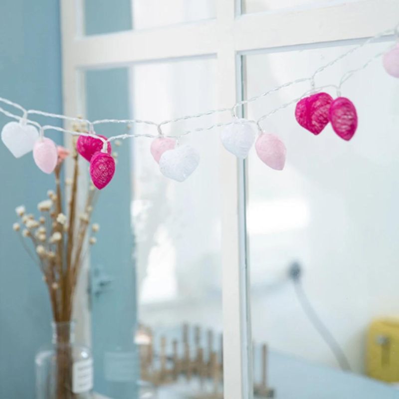 LED Luminous Lamp String Heart-Shaped Lamp String with Cotton Thread