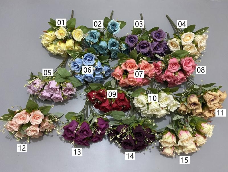 China Artificial Flower Factory Provide Bride Rose Bouqet