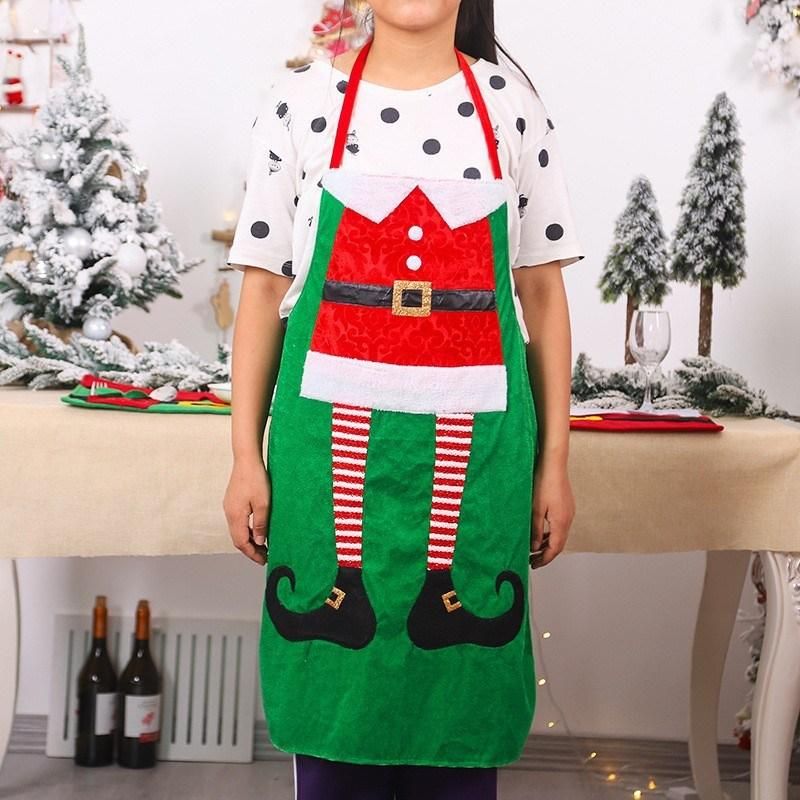 Christmas Apron, Xmas Apron Santa Claus Snowman Reindeer Apron Christmas Snow Scene Apron