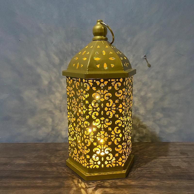 Decorations Table Decor Lantern with Flickering LED Eid Mubarak Lantern with LED Decorative Hanging Lantern