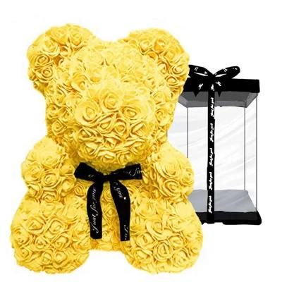 Cheap Multi-Color Artificial Flowers 25cm 40cm Teddy Bear Plush Toy Valentine PE Rose Teddy Bear with Gift Box