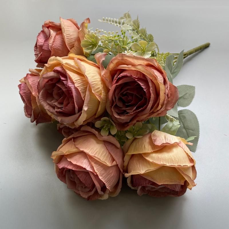 Good Quality Latest Fancy Designing Decorative Flower Artificial Decor Wedding Rose Bunches