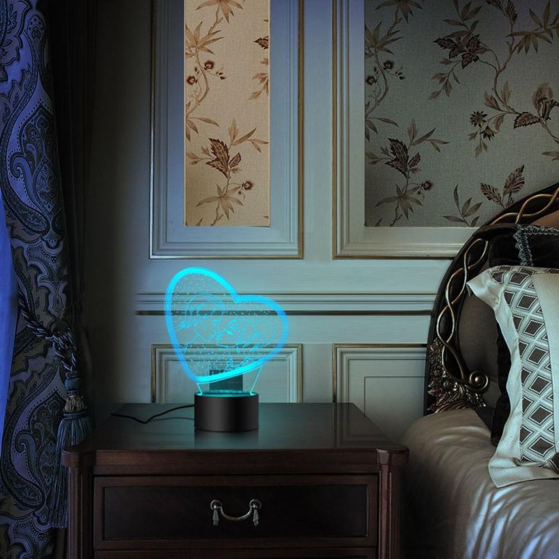 3D Heart Shaped 3D LED Lamp