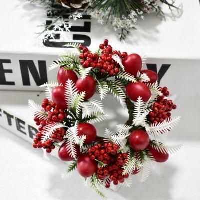 Christmas American Pine Cone Green Leaf Red Fruit Wreath Door Hanging Simulation Red Fruit Wreath Decoration