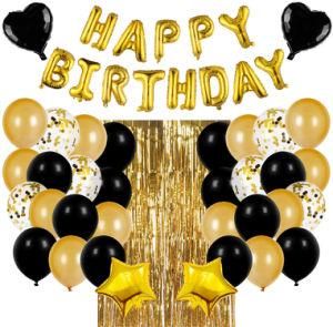 16inch Black Gold Party Decorations Balloons Happy Birthday Banner Party Decor