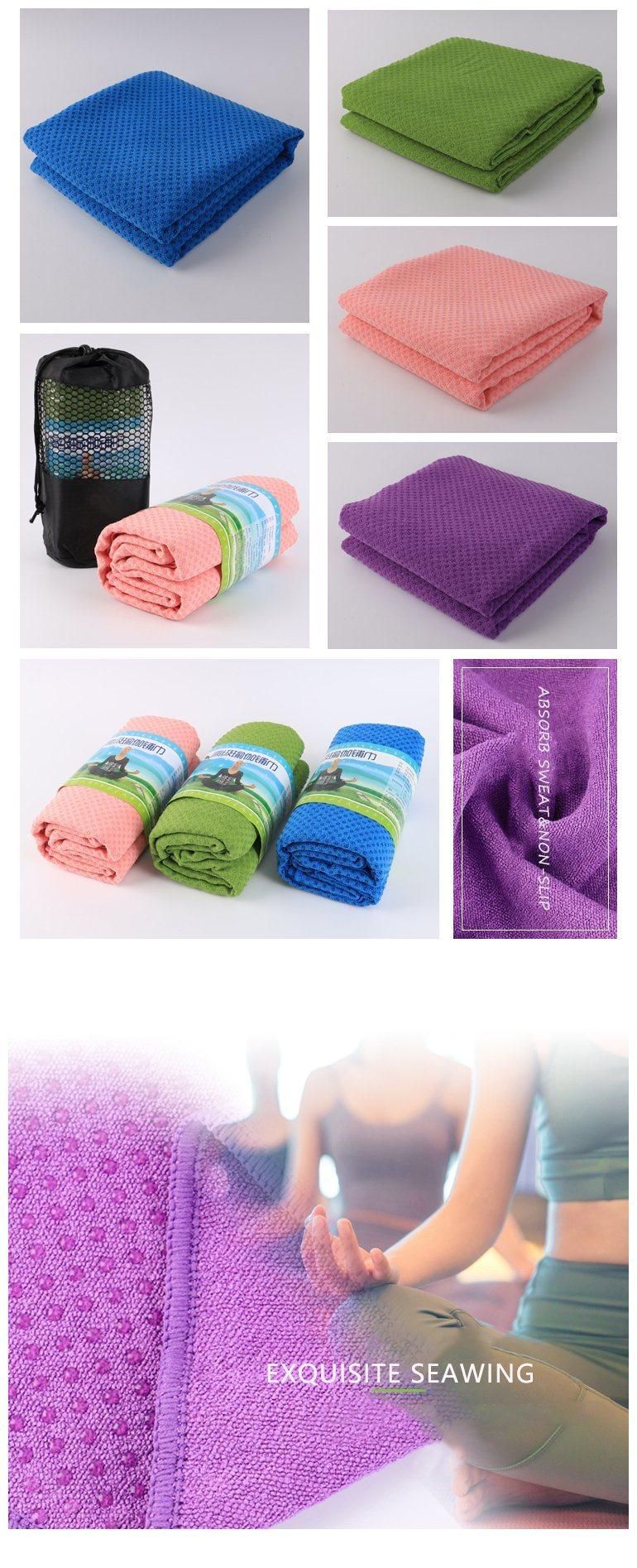 Custom Wholesale Hot Silicone Microfiber Yoga Towel Non Slip Yoga Mat Towel