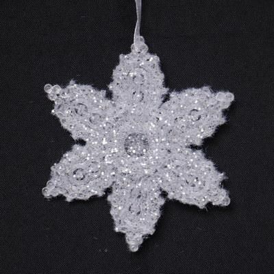 12cm Flocked White Color acrylic Hanging Ornament