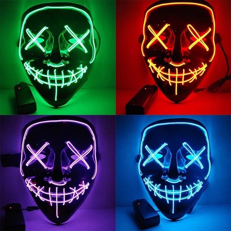 Halloween LED Scary Full Face Mask 7 Colors Party Day of The Dead Decorations Masks