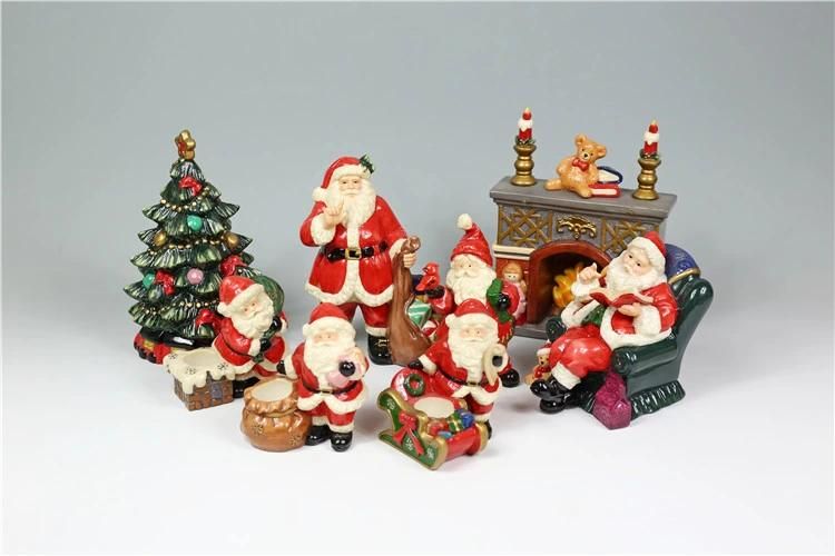 Wholesale Ceramic Ornaments with Christmas Tree and Santa Claus