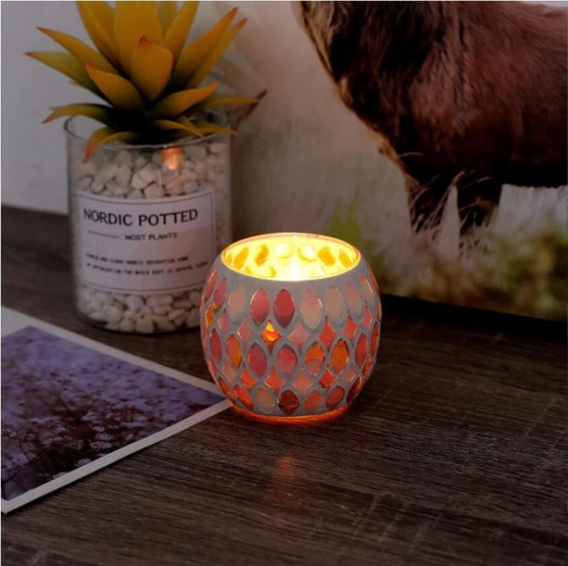 Luxury Ice Crack Design Handpainting Luxury Glass Candle Jar for Bulk