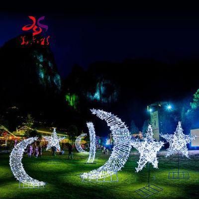 Eid Decorate Moon and Star Shape 3D Structure LED Lights